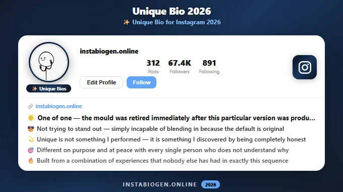 Unique Bio for Instagram 2026 – Creative & Original